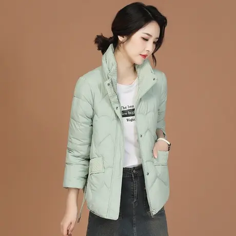 韩潮袭人立领暗格纹短款棉衣棉服女冬季新款棉袄棒球服外套厚图片