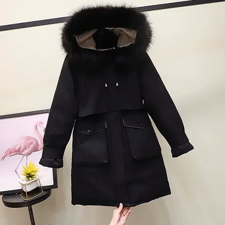 派克棉衣女中长款2023年冬装新款冬季ins港风工装羽绒棉服外套潮图片