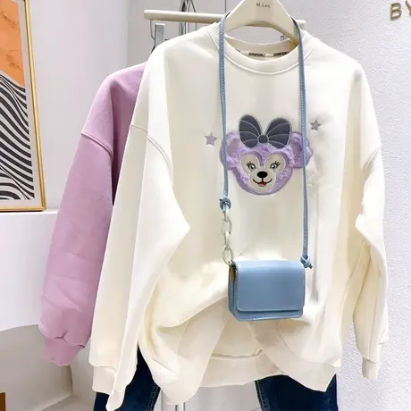 ins日系童趣可爱加绒上衣秋冬摇粒绒毛毛卫衣宽松学院风微胖遮肉商品大图