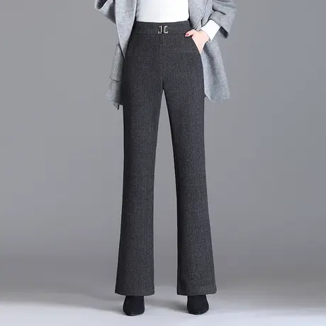 2023秋季新款羊毛呢微喇裤女高腰显瘦通勤长裤喇叭裤休闲裤子秋冬图片