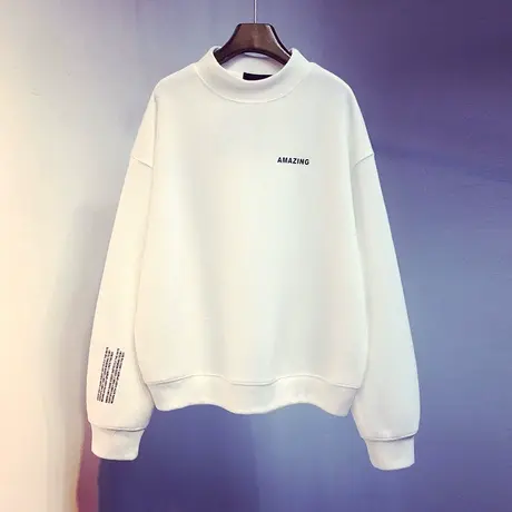 卫衣女加绒加厚2020秋冬新款韩版ins潮高领宽松百搭长袖外套上衣图片