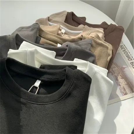 双面德绒打底衫女早春秋冬内搭长袖加绒T恤2024新款洋气保暖上衣商品大图