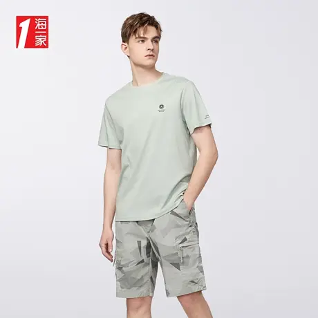 海一家清新简约短T夏季舒适圆领薄款透气短袖T恤男图片