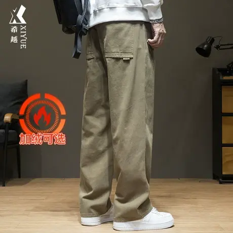 夏季休闲牛仔裤男春秋美式复古宽松大码直筒加大长裤阔腿运动裤子商品大图