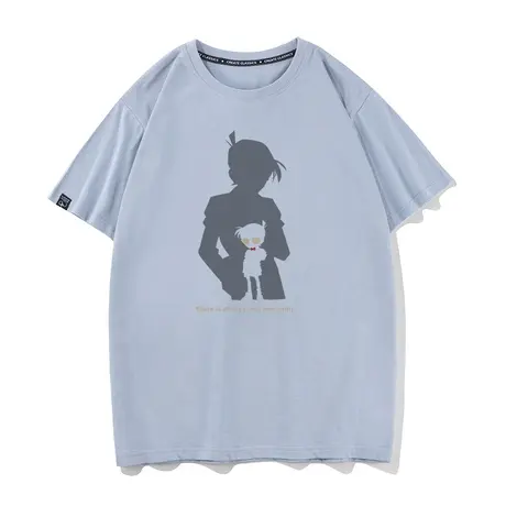 名侦探卡通动漫运动短袖男款漫画灰原哀体恤工藤新一周边剪影T恤商品大图