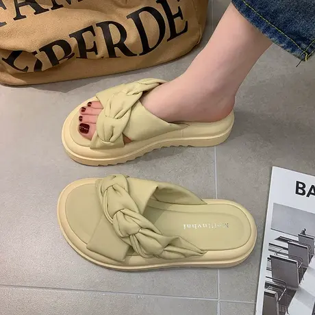 网红拖鞋女夏外穿2024新款厚底交叉一字拖百搭休闲沙滩凉拖ins潮商品大图
