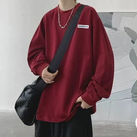 oversize潮牌长袖t恤男夏季薄款宽松内搭打底衫美式重磅卫衣外套商品大图