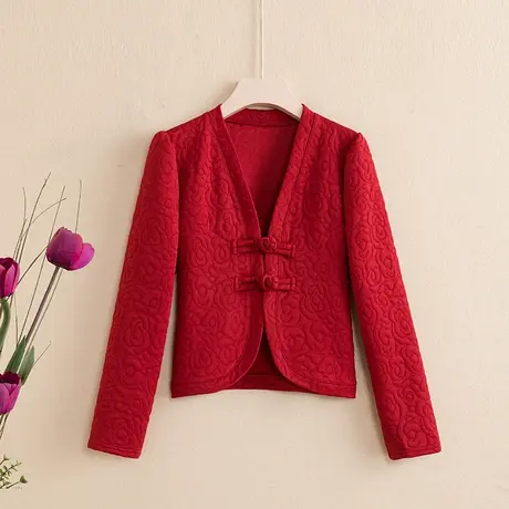 短款外套女百搭高档复古中国风盘扣上衣女秋冬新款夹棉小个子外衣图片