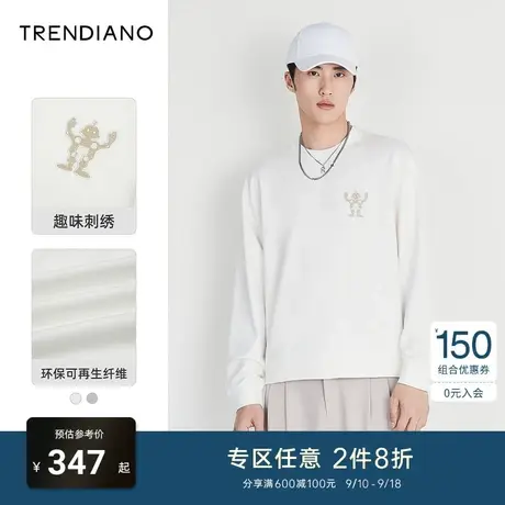 TRENDIANO情侣美式卫衣2023秋季新款趣味机器人休闲圆领套头男装商品大图