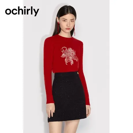 【呼呼严选专享】国风系列欧时力含兔毛毛衣秋冬珠片刺绣商品大图