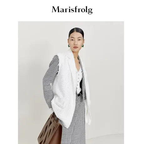 【小香风礼服】玛丝菲尔2022年春季新款白色马甲外套设计感秋冬商品大图