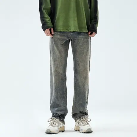 微喇美式复古牛仔裤男潮牌春秋季休闲高个子加长版大码直筒裤子男商品大图