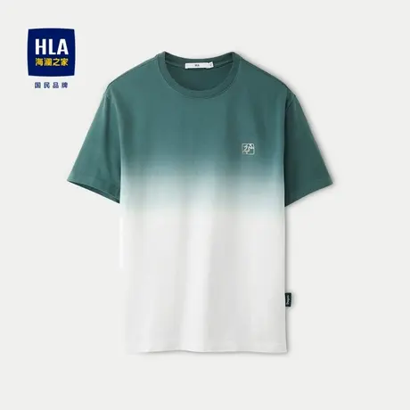HLA/海澜之家纯棉质地短袖T恤2024春夏新款渐变高周波印花短袖男图片
