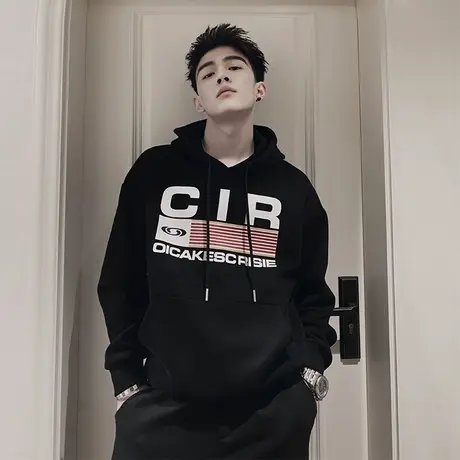 美式连帽卫衣t恤男春季潮牌痞帅长袖上衣外套重磅潮流字母印花t恤图片