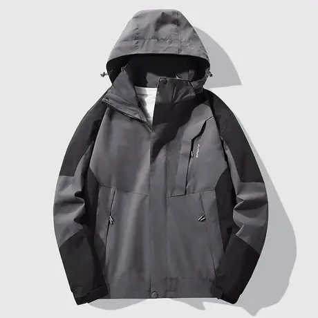 夹克男加肥加大码胖子宽松春秋工装拼色青少年大多口袋潮冬装外套图片