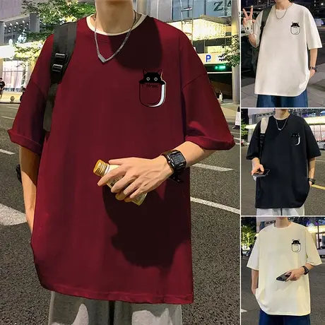 卡通印花潮牌纯棉短袖t恤男女宽松慵懒风美式高街夏季半袖体恤衫商品大图