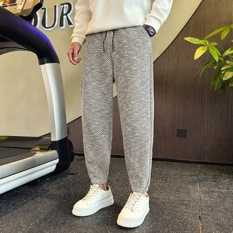 春秋季时尚休闲卫裤痞帅时尚青少年学生轻熟风高级感潮牌束腿裤图片