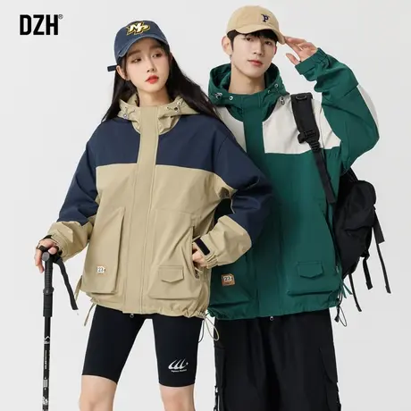 情侣连帽冲锋衣外套男春秋款美式工装痞帅夹克男士2024年新款衣服商品大图