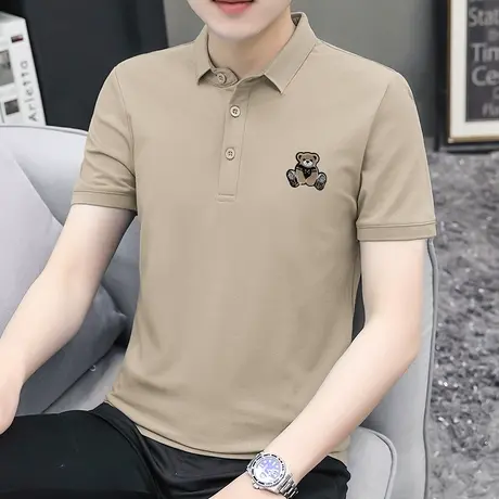 短袖t恤男商务休闲保罗翻领polo衫潮牌小熊有领冰丝凉感体恤半袖商品大图