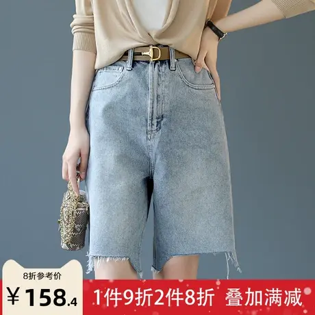 宝诗黎牛仔五分裤高腰显瘦宽松休闲裤女2023夏季新款百搭洋气裤子商品大图