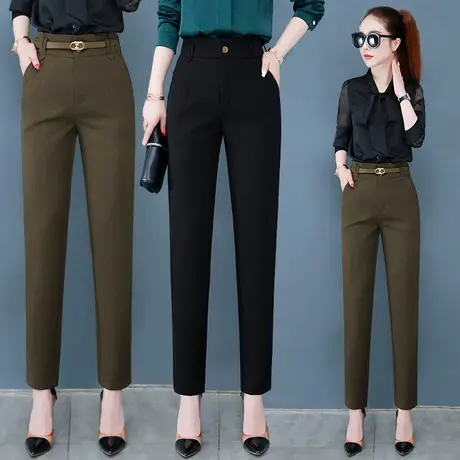 咖色西装裤女春秋2023新款直筒高腰烟管裤子小个子百搭显瘦西裤潮图片