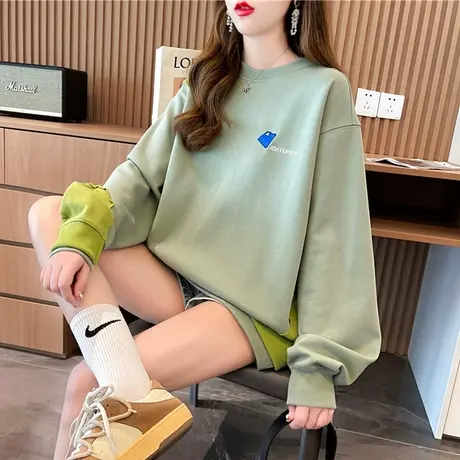 设计感小众卫衣女秋冬季韩版宽松bf慵懒风加绒加厚小个子上衣外套商品大图