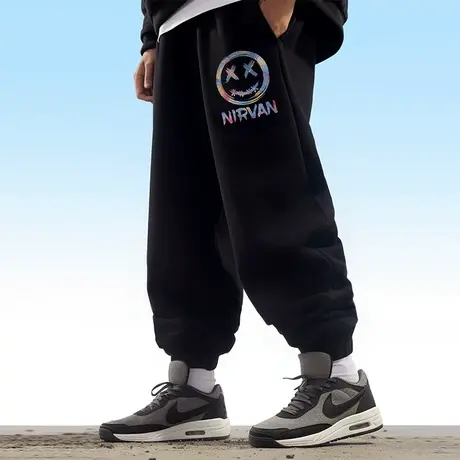 小恶魔运动裤宽松加肥加大码男潮牌卫裤九分长裤胖人束脚裤春秋款商品大图