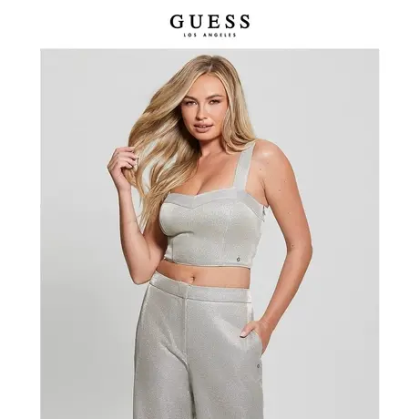 GUESS24年 女士气质金属修身短款百搭吊带背心-W4PP70KCDC0商品大图