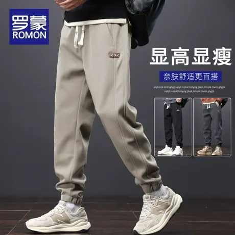 罗蒙卫裤男春秋季2024新款宽松卡其色裤子休闲哈伦束脚潮牌运动裤商品大图