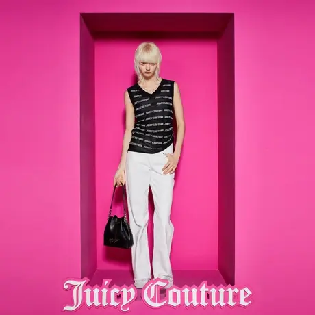 Juicy Couture橘滋女装新款银丝提花V领女深色无袖背心图片