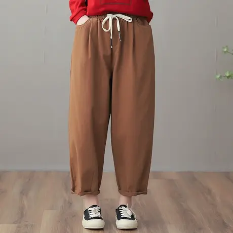 dza 高腰显瘦九分休闲裤2023春季女士宽松阔腿裤新款直筒工装裤子图片