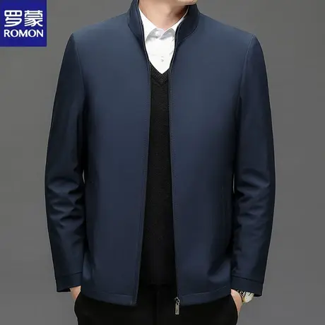 罗蒙夹克男加绒加厚立领保暖中青年爸爸秋冬装上衣休闲商务外套图片