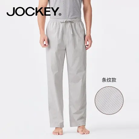 jockey男士纯棉睡裤棉纱长裤家居裤条纹抽绳宽松柔软舒适休闲裤商品大图