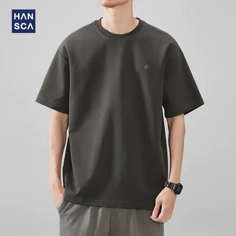 hansca 精梳长绒棉t恤男短袖2025夏季新款宽松休闲百搭高级感上衣商品大图