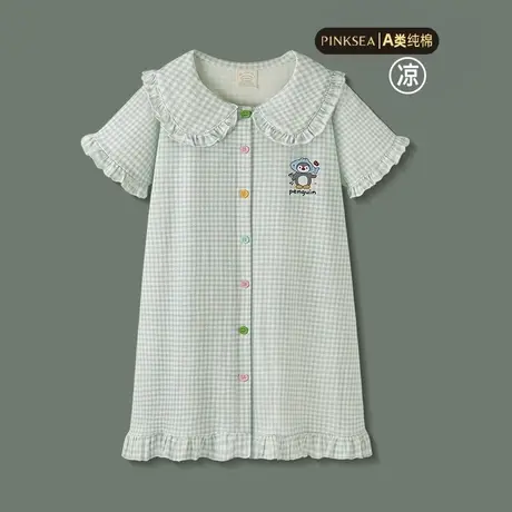 Pinksea睡衣女款2025新款凉感纯棉夏季短袖家居服可爱企鹅睡裙图片