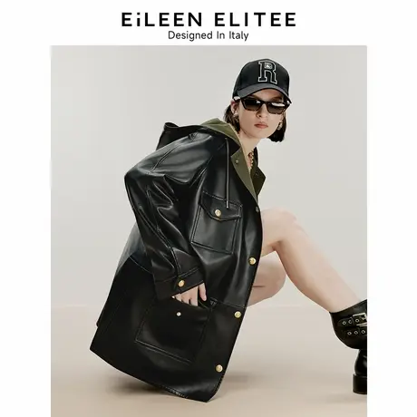 朗姿欧洲EiLEEN ELITEE2024冬新款米兰时装周设计感气质皮衣外套图片