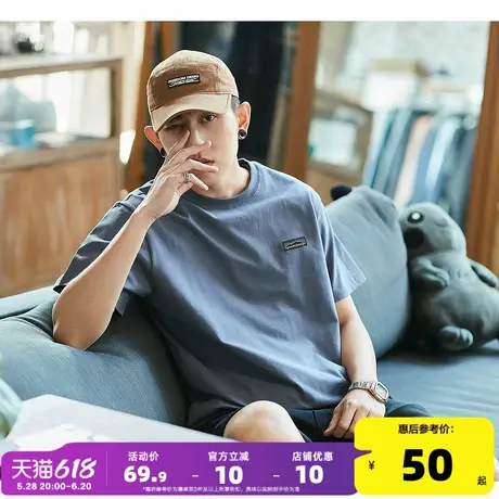 唐狮2025春夏新款男短袖T恤潮牌打底衫半袖休闲印花宽松圆领上衣商品大图