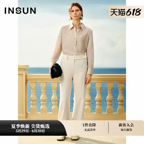 INSUN恩裳春老钱风挺括亚麻西装裤图片