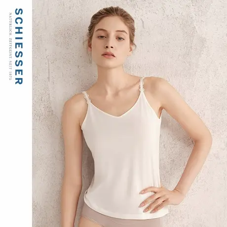 SCHIESSER舒雅25年春夏新品女士针织平纹弹力V领打底背心吊带衫图片