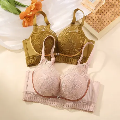 Shaply/莎莲妮大胸显小内衣女大码薄款透气蕾丝防走光收副乳文胸商品大图
