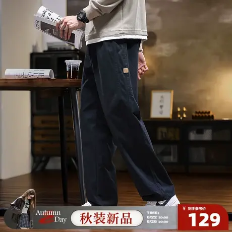 8.22/20点 上新唐狮2025新款休闲长裤男士秋季皮标百搭黑色时尚潮商品大图