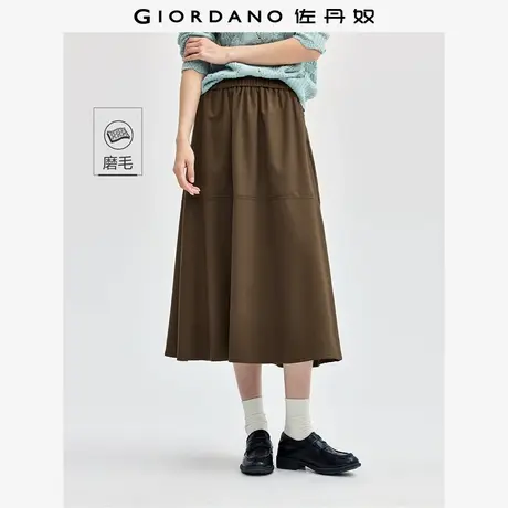 佐丹奴裙子女装磨毛破骨伞型松紧腰梭织半身裙 05464717商品大图