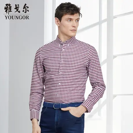 【格纹DP免烫】D系雅戈尔衬衫秋季商务休闲时尚潮流长袖衬衫商品大图