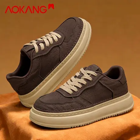奥康厚底增高板鞋男2026新款春季复古休闲鞋百搭潮鞋轻便透气男鞋商品大图