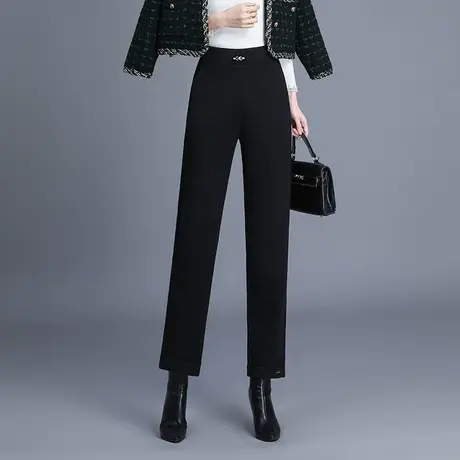 羊毛呢直筒裤女秋冬2023新款高腰显瘦气质小西裤时尚通勤烟管裤子图片
