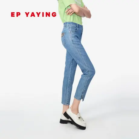[汉麻牛仔]EP雅莹女装 提臀直筒开叉显瘦牛仔裤 商场同款6632A图片