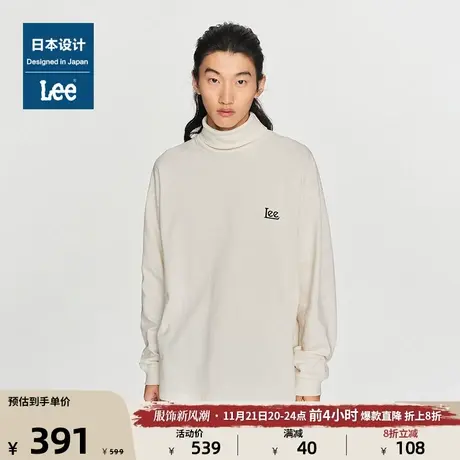 Lee日本设计23秋冬新品简约多色半高领刺绣logo男长袖T恤时尚潮流图片