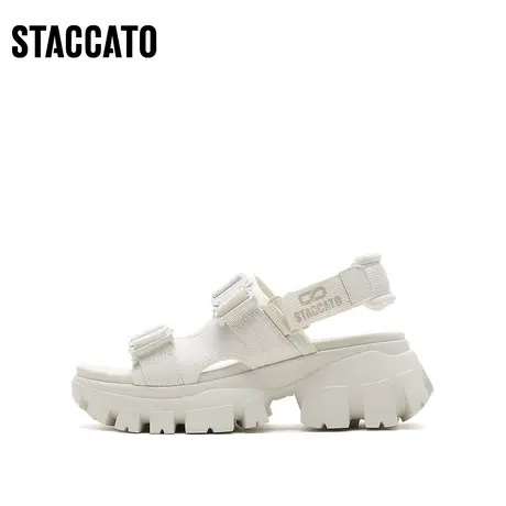 思加图新款甜酷休闲风凉鞋魔术贴厚底增高凉鞋女EBK27BL2商品大图