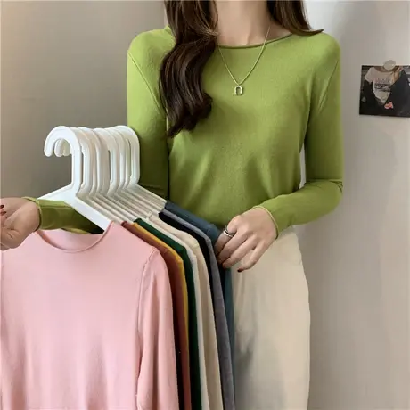 2023新款春秋冬季初恋感红色衣服爆款新年时尚洋气打底衫毛衣女士图片