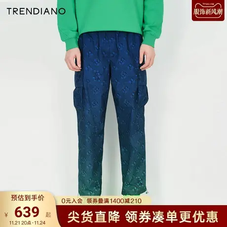 TRENDIANO官方男装2023春季新款数码印花休闲长裤男商品大图
